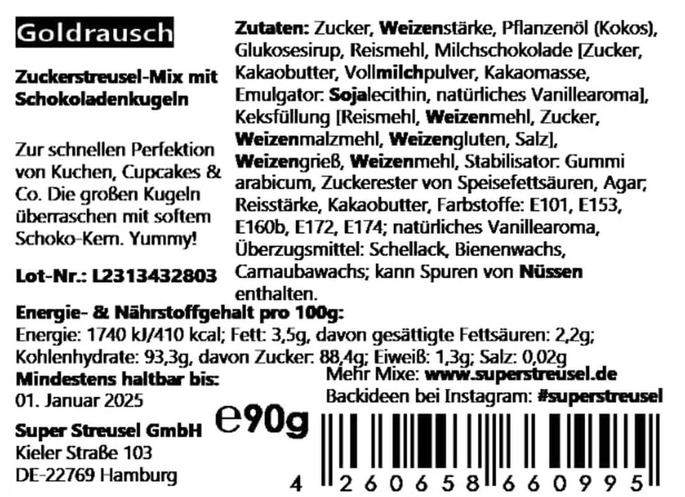 Super Streusel, Gold Rush Gold Black Streusel Dekoration Naty Shop