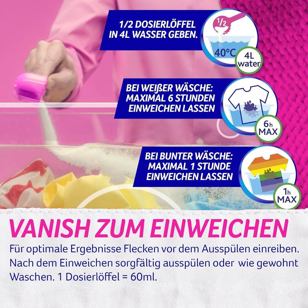 Vanish Oxi Action Powder Pink – 1,125 kg – chlorfreies Fleckenentfernungs- und Wäscheverbesserungspulver – für farbige Wäsche. Waschmittel Naty Shop