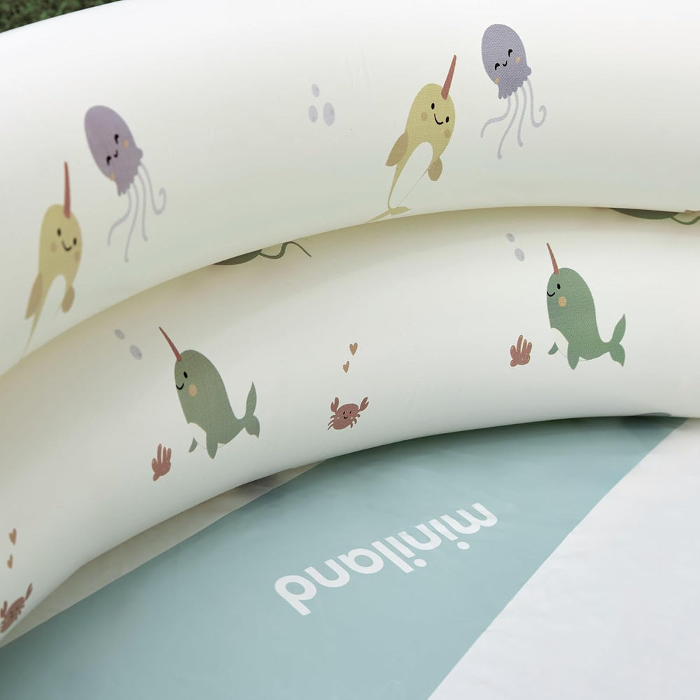 Miniland – Aufblasbares Babybecken 100 cm, kompaktes und sicheres rundes Babybecken