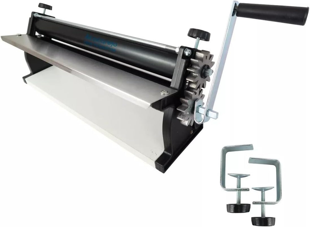 DKN Pizzateig-Rollmaschine mit Handkurbel, 48,8 cm, Nudelmaschine, Teigfolie mit Anti-Haft-Rollen und Dickenkontrolle – Konstruktion aus massivem Stahl und Aluminium