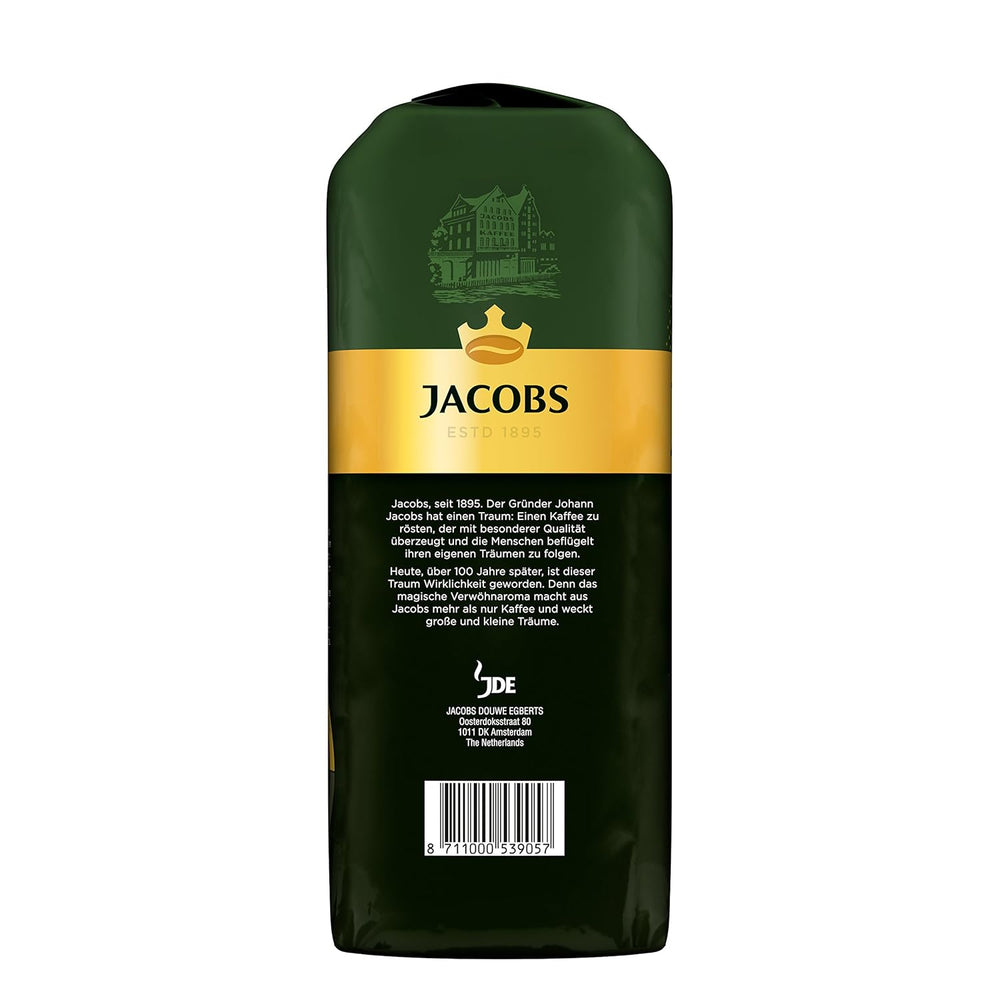 Boabe de cafea Jacobs Café Espresso 1kg – Puternice, picante, boabe Arabica și Robusta, intensitate 8/10, ideale pentru espresso (pachet de 4)