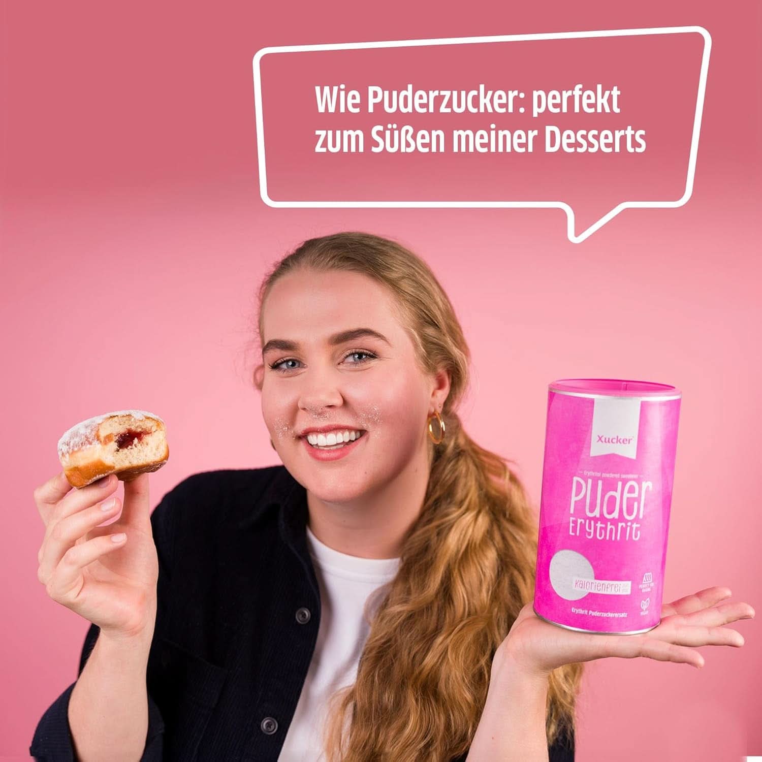 Xucker Puderzucker Erythrit – Kalorienfreier Zuckerersatz, 600 Gramm Süßstoffe Naty Shop