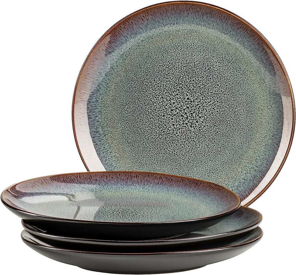 MÄSER 934100 Serie Teona, Keramik Geschirr Set Für 4 Personen Mit Grün-Brauner Reaktivglasur, 20-Teiliges Kombiservice in Modern Dezenten Coupe-Formen, Steinzeug Seturi vesela masa Naty Shop Dessertteller