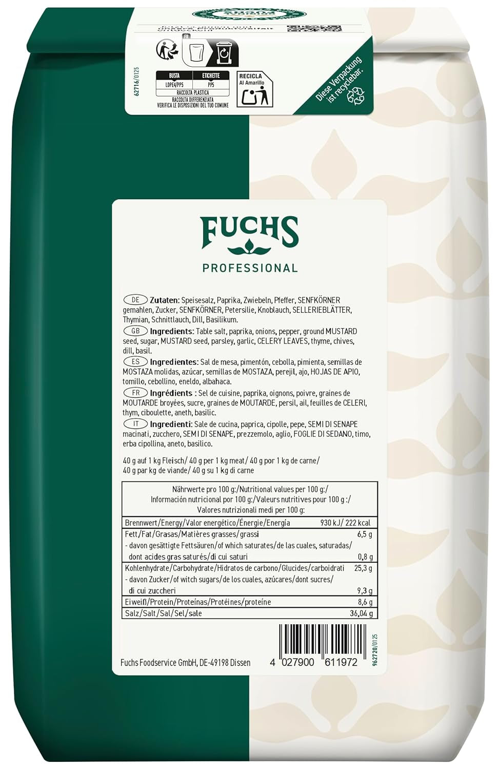 - Spieß- und Grillbraten Würzmischung | Gewürze für Spießgerichte, auch für Gemüsspieße geeignet | Profi-Qualität für Großverbraucher | 1,5 kg recycelbarer Beutel