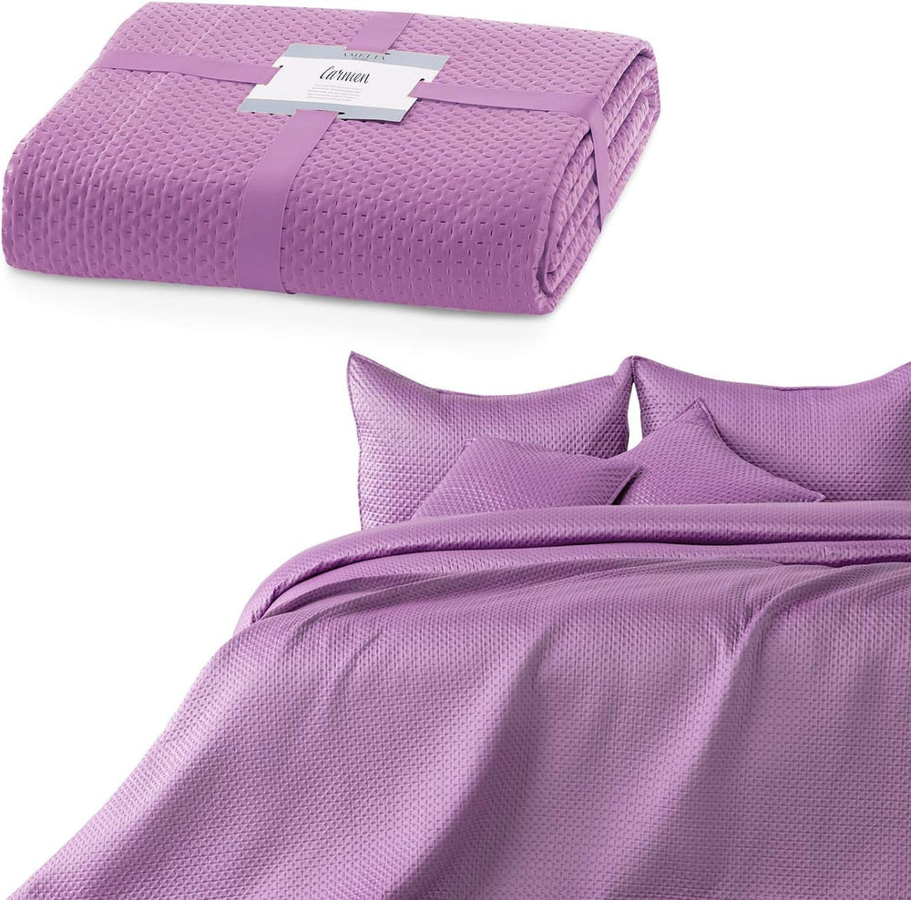 Ameliahome Tagesdecke 200 x 220 cm, dunkelgrüne Tagesdecke mit zwei geprägten Seiten, mattes Satin, Carmen-Betten und Decken. Besuchen Sie den AmeliaHome-Store Carmen Lila, 170 x 210 cm