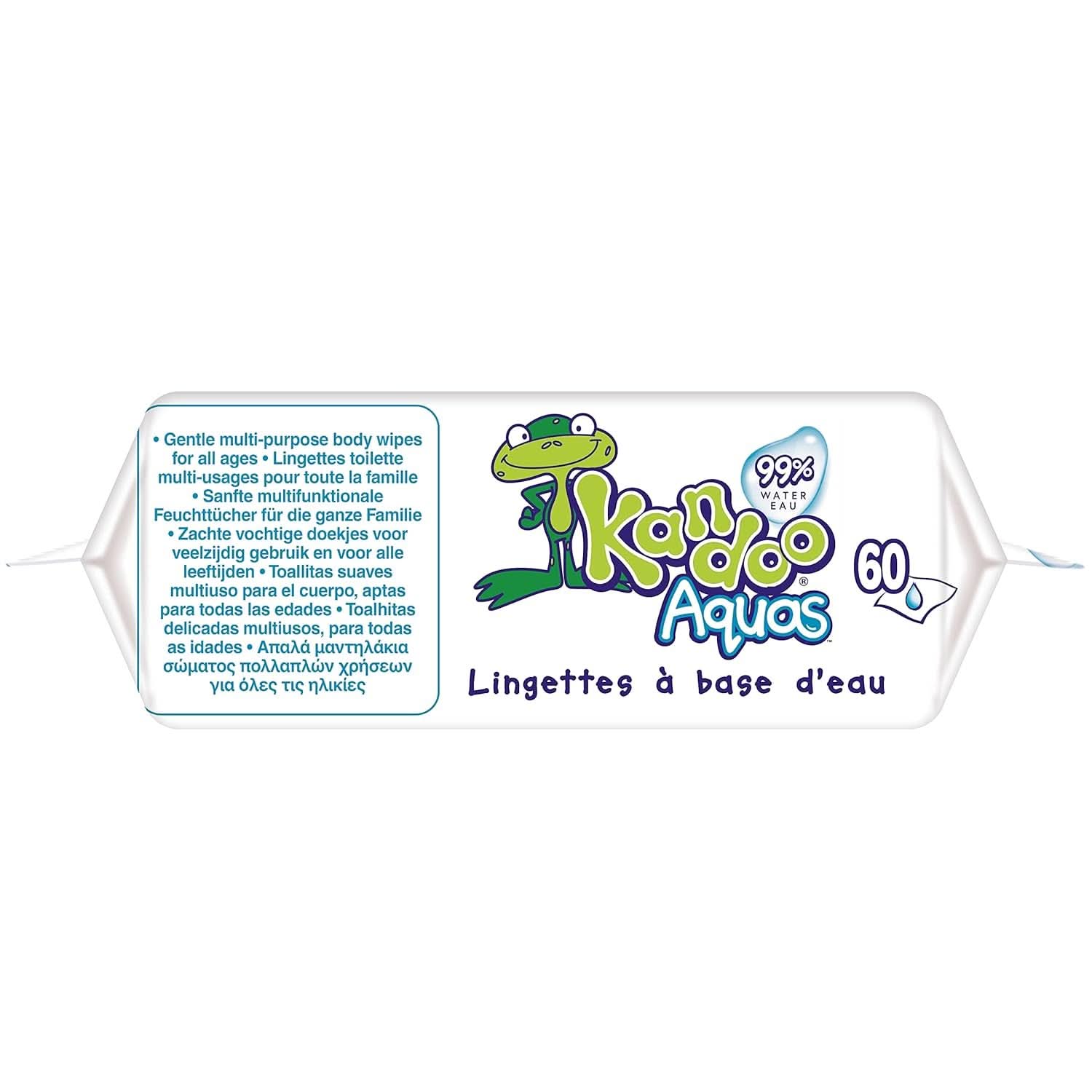 Aquas multifunktionale Toilettentücher, 99 % Wasser, 60 Stück, Baby-Feuchttücher, Naty Shop