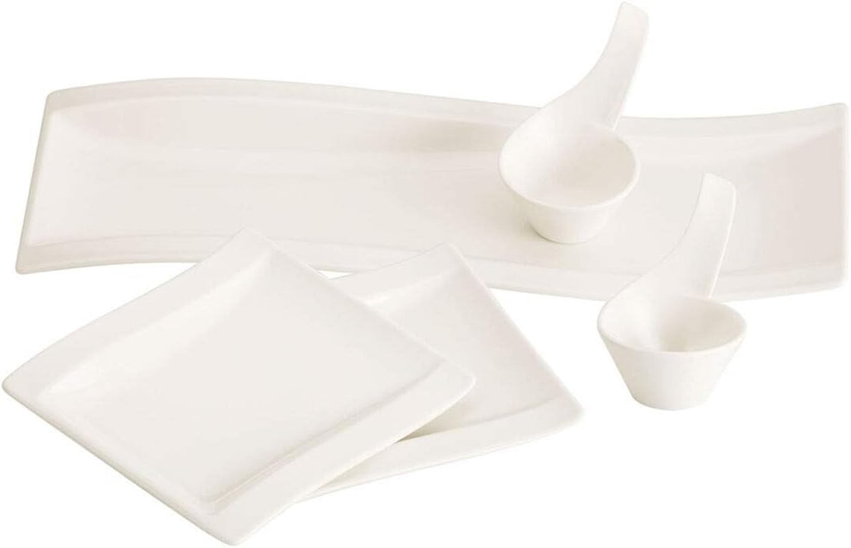 Villeroy & Boch – Newwave Basic Tafelservice 30 Teilig, Geschirr Set Für 6 Personen, Spülmaschinenfest, Geschirrset, Service, Teller, Tassen, Weiß, Keramik, Premium Porzellan Seturi vesela masa Naty Shop Einfarbig Antipasti-Set