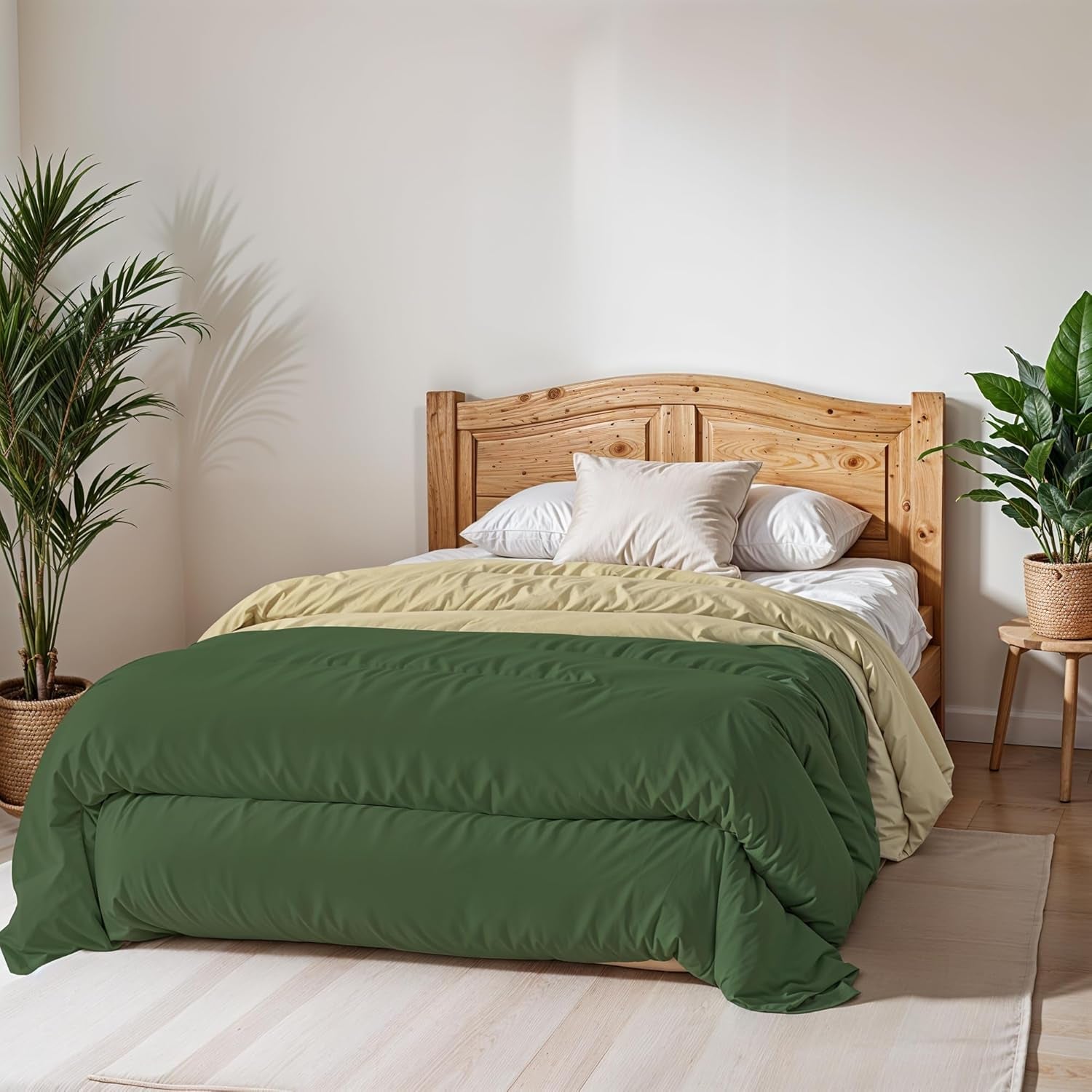Einfache Winterdecke, schlicht und gefüttert, dunkelgrün/creme, 200 x 245 cm. Bettdecken und Steppdecken Naty Shop
