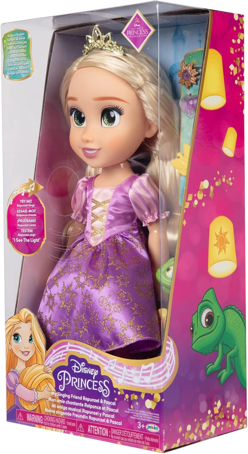 Păpușa cântătoare Disney Princess Rapunzel 35 cm, cântă „I See The Light”, include accesorii pentru mai multă distracție, perfectă pentru fetițe cu vârsta de 3 ani și peste, violet