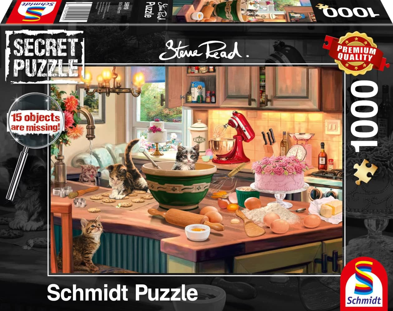 Schmidt Spiele 59919 Puzzle secret, La masa de bucatarie, 1.000 piese, Colorat, Mare Puzzle Naty Shop Titlu implicit