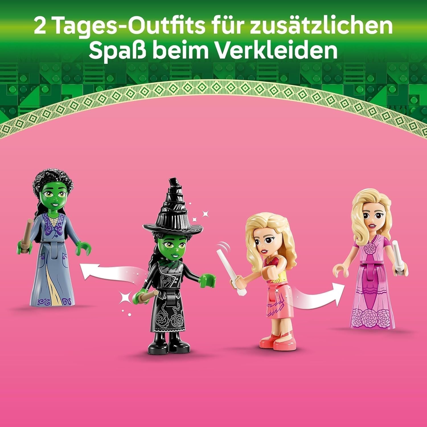 LEGO Schlafzimmer der bösen Glinda und Elphaba – Puppenhaus mit 2 Mini-Puppen von Witches of Oz, coolen Accessoires wie Blumen und Outfits – Kreatives Spielzeug für Mädchen ab 8 Jahren und Fans – 75683 Bausätze Besuchen Sie den LEGO-Store