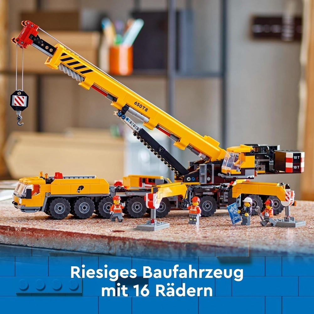 LEGO City Mobiler Baukran, Konstruktionsspielzeug für Jungen und Mädchen, kreatives Kindergeschenk, langer ausziehbarer Arm, 4 Bauarbeiter-Minifiguren für Rollenspiele, 60409 Bausets. Besuchen Sie den LEGO-Store