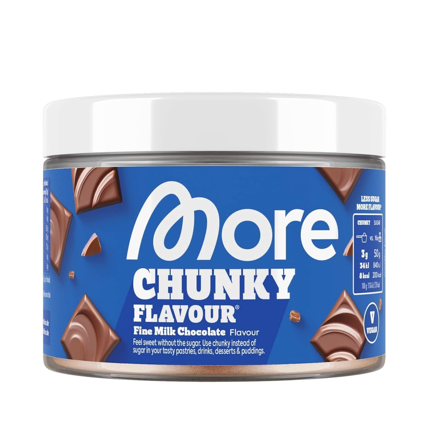 MEHR Chunky Flavour, Blueberry Cheesecake, Aromapulver zum Süßen mit Inulin und Laktase, 150 Gramm