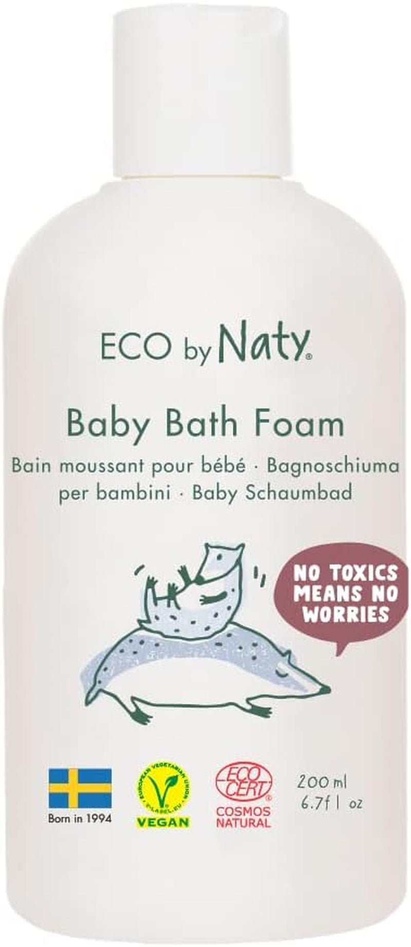 Eco by Naty, spumă de baie pentru copii, ingrediente organice pe bază de plante cu 0% parfum, hipoalergenic și testat dermatologic, flacon de 200 ml Copii - Baie si Skincare Naty Shop Titlu implicit