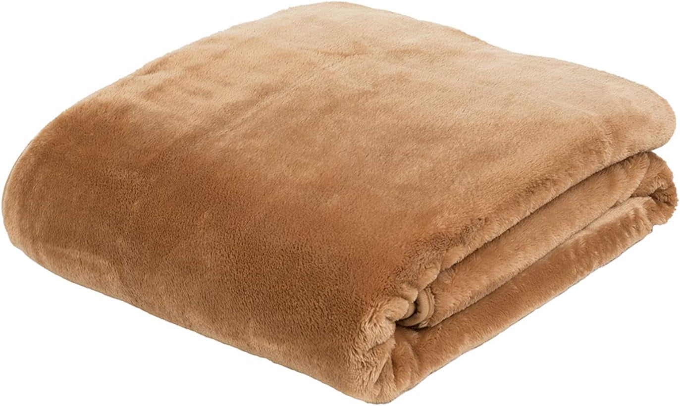 Gözze - Premium Cashmere-Feeling Wohn- und Kuscheldecke, 500 G/M², 180 x 220 cm – Senf
