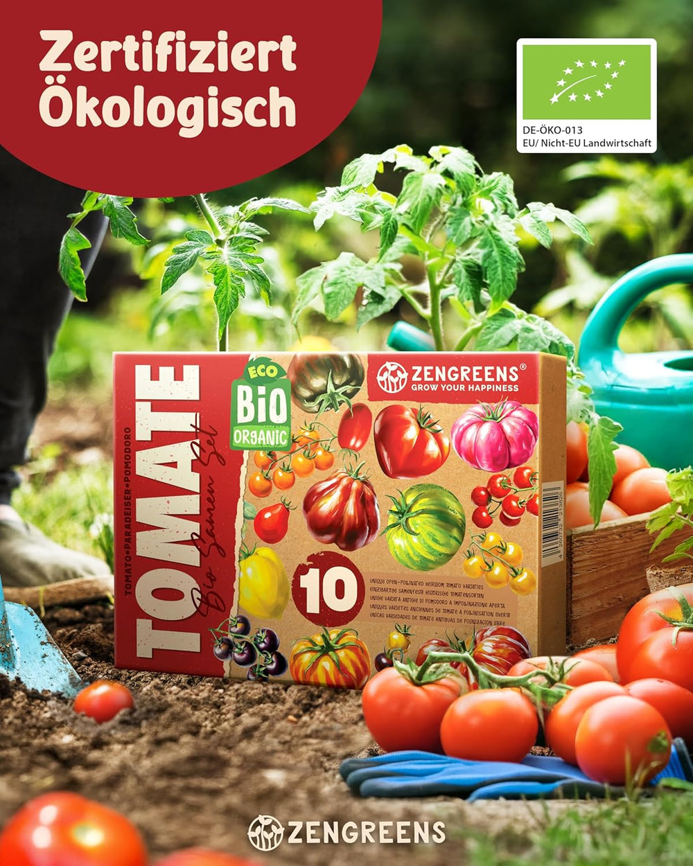Bio-Tomatensamen im 10er-Set – 10 Tomatensamen für den einfachen Anbau im Garten, Balkon oder Hochbeet – Pflanzensamen – Setzlinge