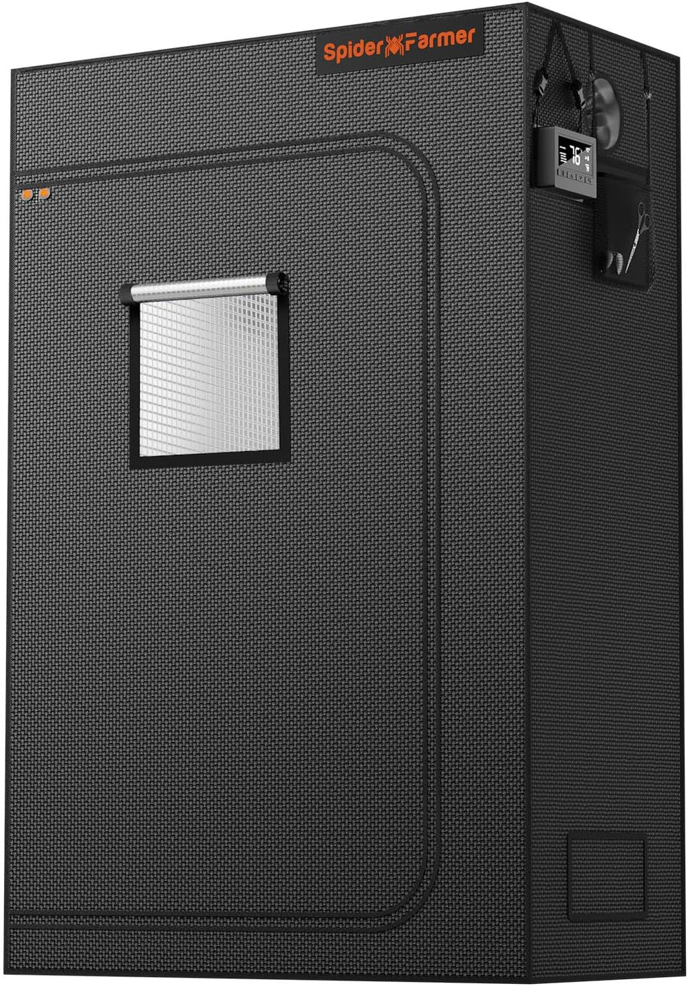 Spider Farmer Pro 70 x 140 x 200 cm großes Wachstumszelt mit Rolltür, Beobachtungsfenster, abnehmbarer Bodenplatte, Mylar 2000D-Gewebe, für Indoor-Hydrokulturen mit SF4000, G4500, SE4500