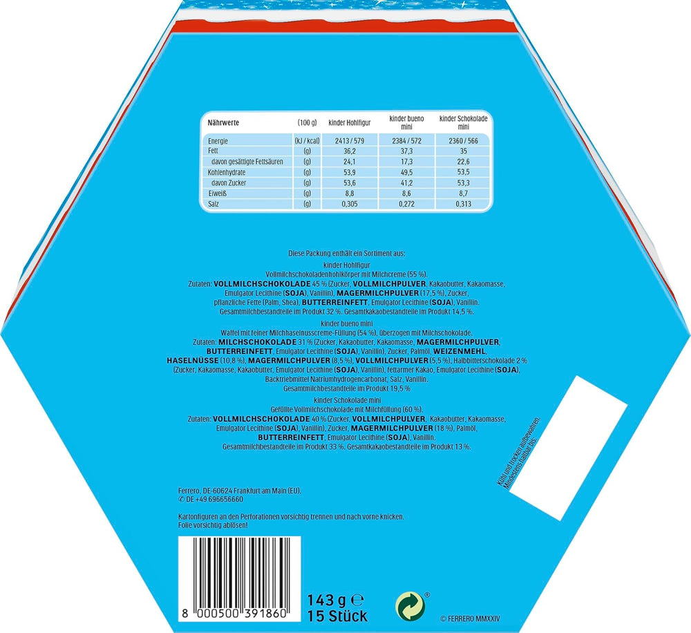 Kinder Mix Weihnachtsteller – leckere Schokoladenspezialitäten aus dem Kinder-Sortiment – ​​143g