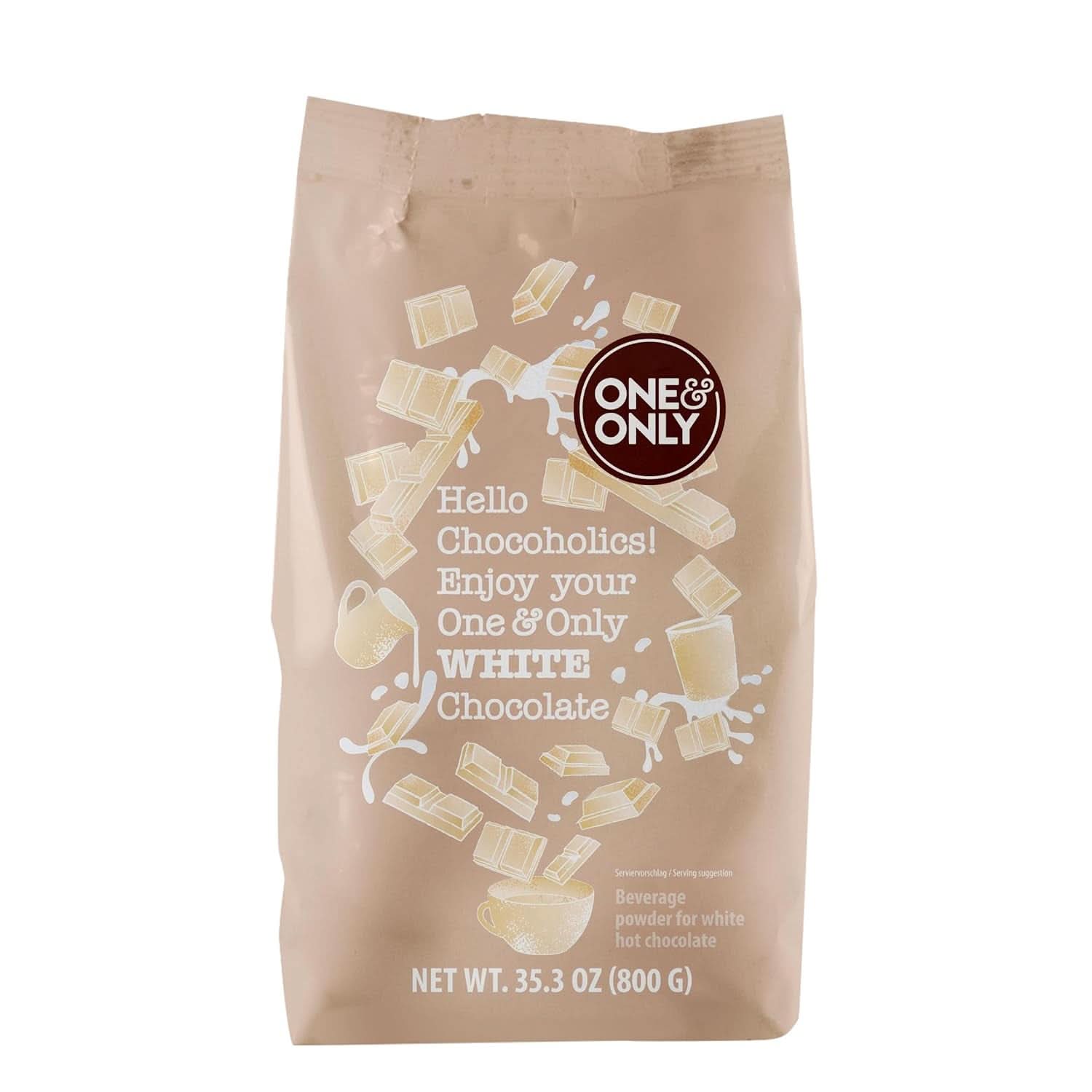 One&Only Schokoladenpulver weiß 1 kg – Getränkepulver mit feinster Kakaobutter Cacao und Hot Chocolate Naty Shop