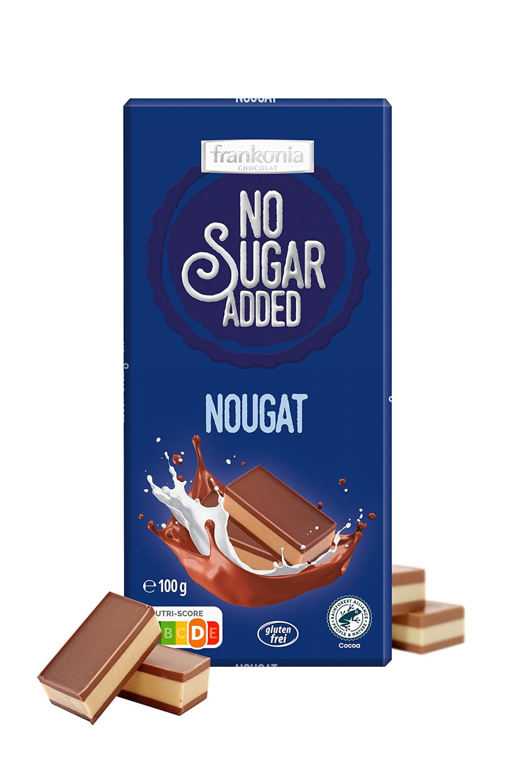 Schokolade mit Nougat, ohne Zuckerzusatz, glutenfrei, 100g und Schokolade mit Haselnüssen, ohne Zuckerzusatz, glutenfrei, 85g