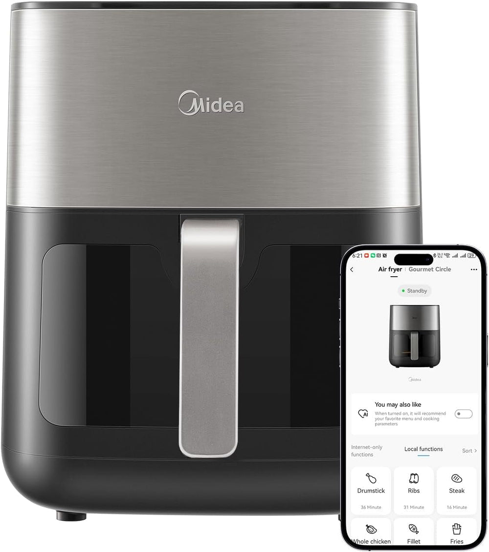 Midea Heißluftfritteuse 2L, 1150W Airfryer, ölfrei, Heißluftfritteuse, automatische Abschaltfunktion Haushaltsgeräte Naty Shop 6L