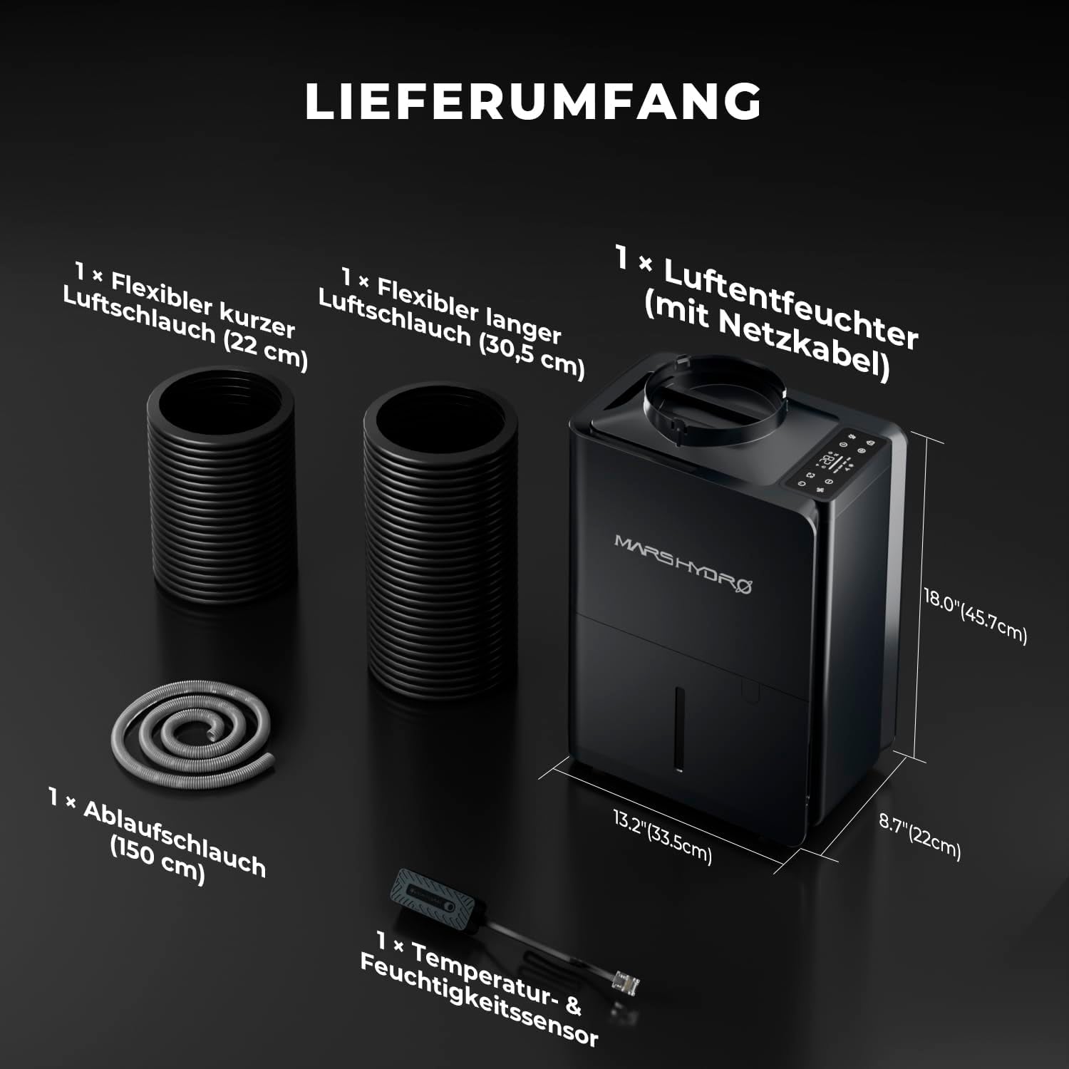 MARS HYDRO Luftentfeuchter, 12 l/Tag, automatische Abtauung, Timer-Funktion, Raumentfeuchter für Growzelte, Keller und Pflanzen, 1,2 l Wassertank