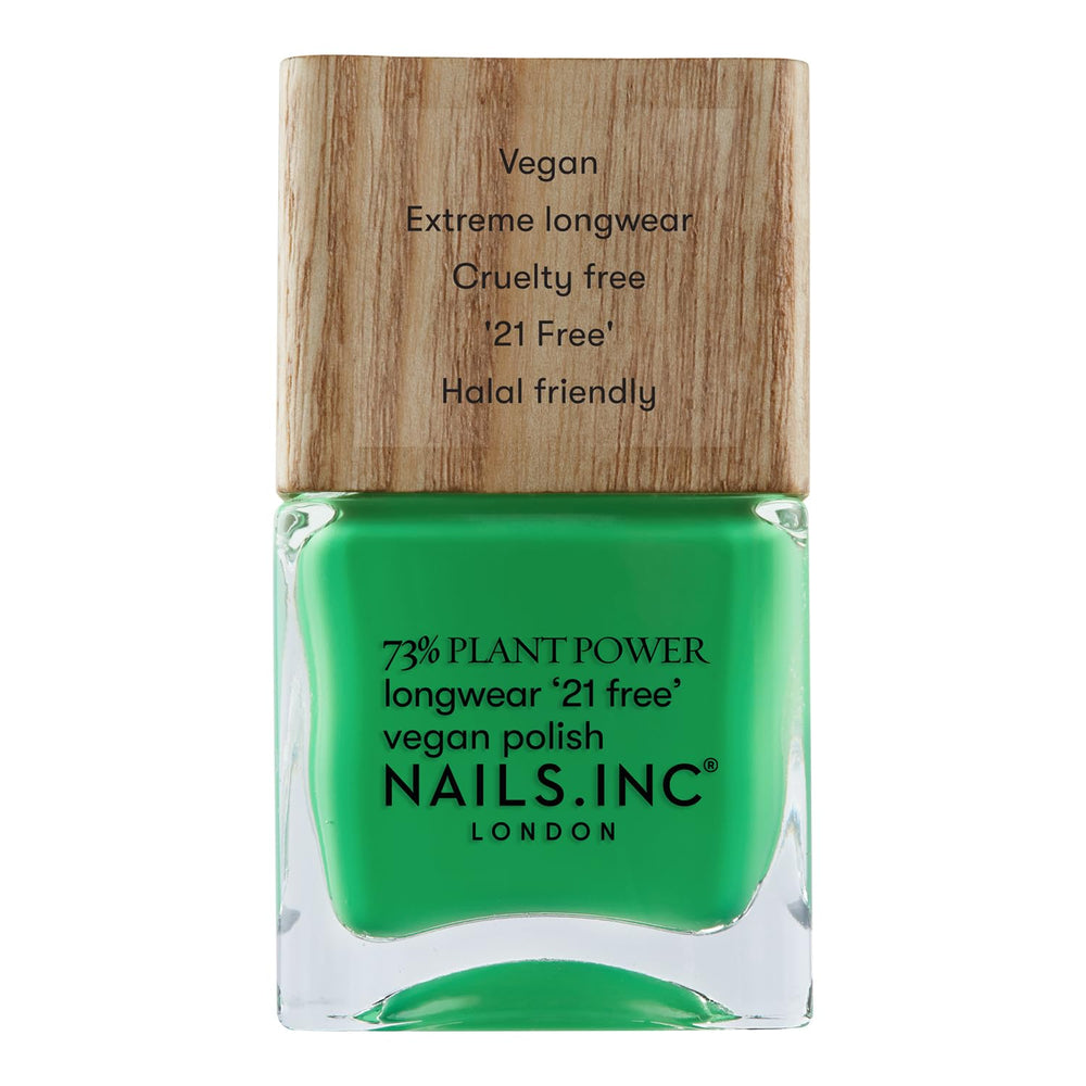Nails Inc – GLOWING SOMMEWHERE Plant Power Veganer Nagellack – 73 % pflanzlich, 100 % vegan und frei von Tierversuchen – perfekte Maniküre, funkelnde Perle – für umweltfreundliche Nagelkunst