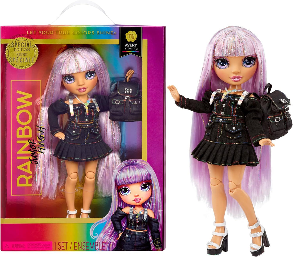 Rainbow High Junior High – KRYSTAL BAILEY – 23cm große Regenbogen-Modepuppe mit Outfit & Accessoires – Inclusive Stoffrucksack zum Öffnen und Schließen – Geschenk & Sammlerstück für Kinder ab 6 Jahren