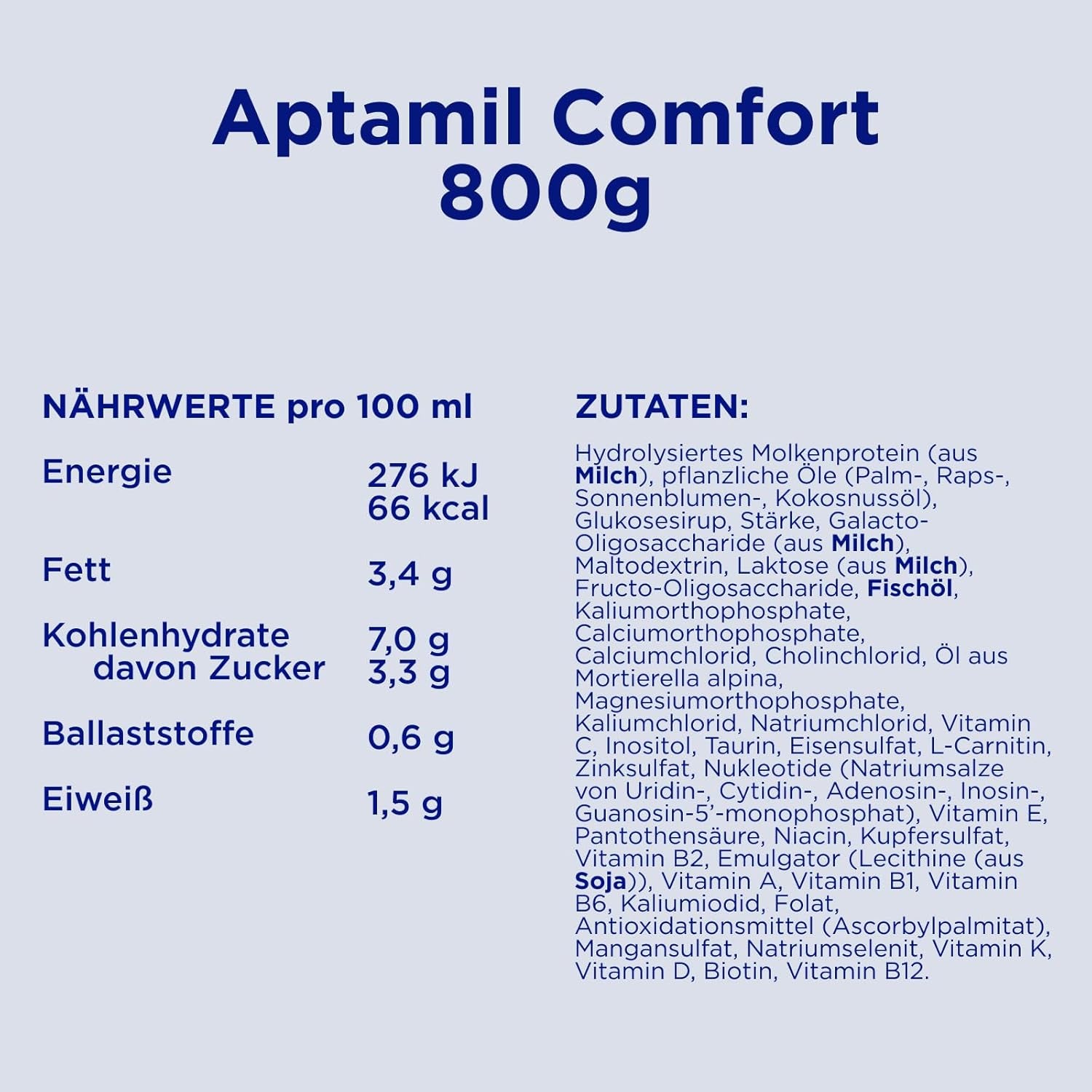 Aptamil Comfort – Spezialformel ab der Geburt – 1 x 800 g
