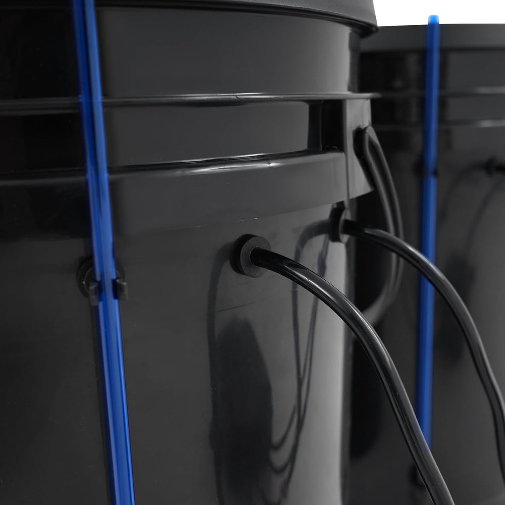 Komplettes DWC-Hydrokultursystem-Set mit 12-W-Luftpumpe, 2 Eimern (5 Gallonen), Hydrokultur-Anbausystem, 2 Beuteln Ceramsite, Topfbewässerungsset