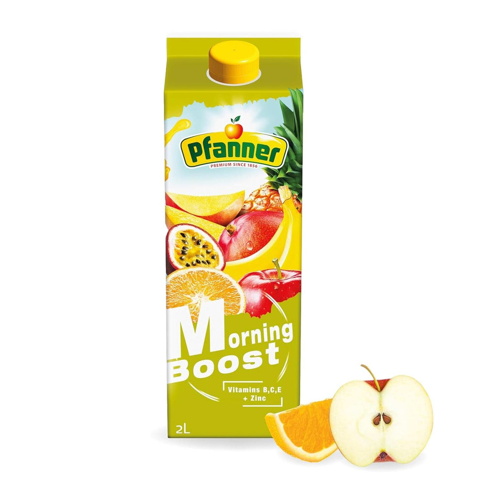 Pfanner 100 % naturtrüber Apfelsaft (1 x 2 Liter) – Direkt gepresste Äpfel – Fruchtsaft ohne Zuckerzusatz Alkoholfreie Getränke Naty Shop 2 Liter Morning Boost