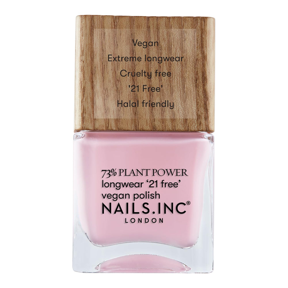 Nails Inc – GLOWING SOMMEWHERE Plant Power Veganer Nagellack – 73 % pflanzlich, 100 % vegan und frei von Tierversuchen – perfekte Maniküre, funkelnde Perle – für umweltfreundliche Nagelkunst