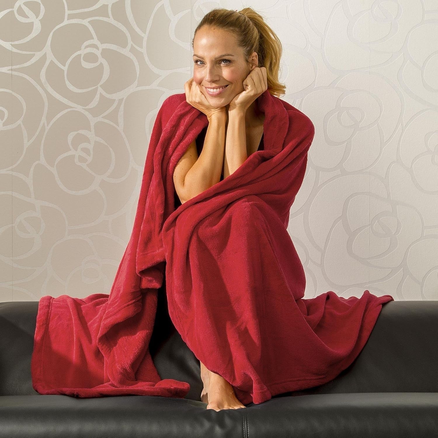 Celinatex flauschige Decke XXL 220 x 240 cm rote Sofadecke warme Decke weiches Mikrofaser-Fleece Öko-Tex Montreal Betten und Bezüge Besuchen Sie den CelinaTex-Store