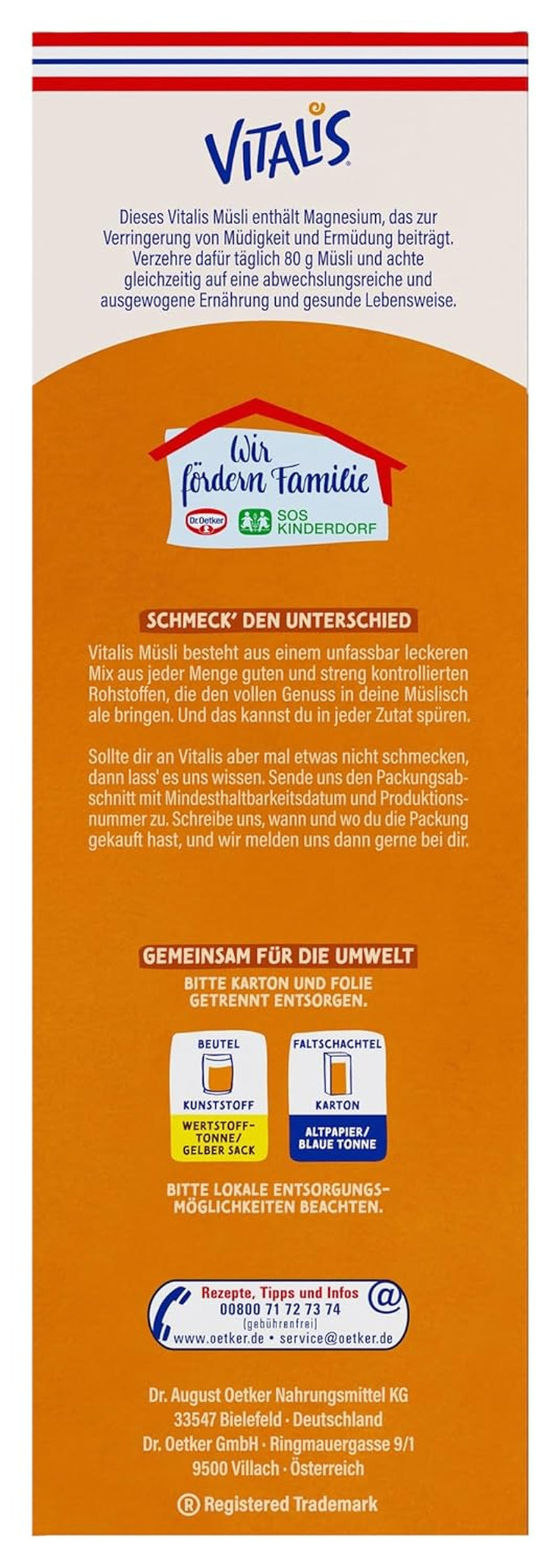 Dr. Oetker Vitalis Crunchy Honeys: Honig-Knuspermüsli für Frühstück und Snacks, 5er-Pack (5 x 600 g)