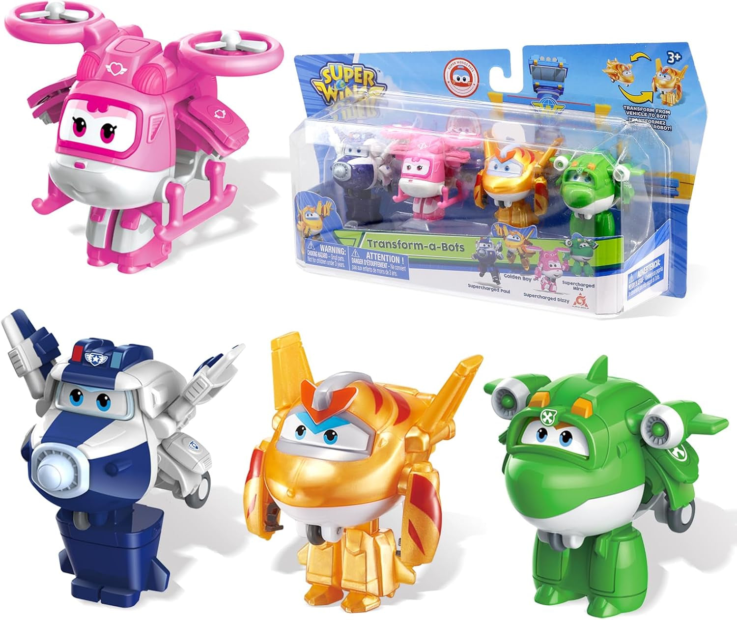 Super Wings Transform-A-Bots World Airport Crew - Seria 1 - Crew Collector's Pack - 15 figuri de jucărie - Figuri de 5,1 cm Action figures Naty Shop S5- 4 cifre