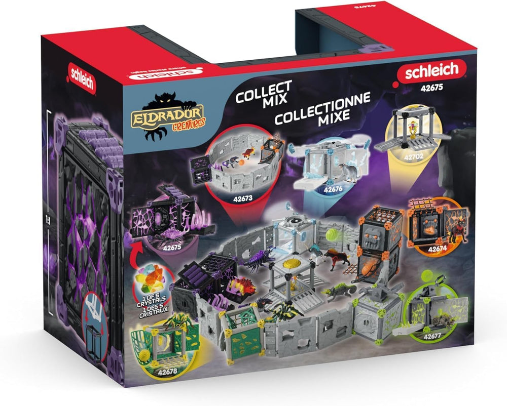 SCHLEICH ELDRADOR Kreaturen | Battle CAVE Schattenassel 42675 | Set aus ELDRADOR Battle Cave mit Monster und Schattenkristall | Kampfhöhlen zur Arena stapelbar | Spielzeug ab 7 Jahren | 34 Teile