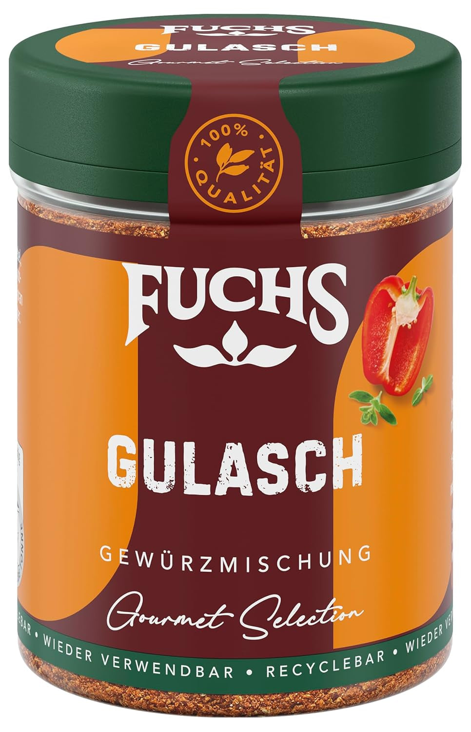 Fuchs Gourmet Selection Klassisch/Heimisch – Bratkartoffel Gewürzsalz, nachfüllbares Kartoffelgewürz, Salz zum Würzen von Brat- & Ofenkartoffeln, Pommes Frites & Co, vegan, 70 g