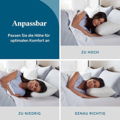 Pernă LUCID 40 X 80 cm cu umplutură hibridă din spumă de memorie mărunțită și microfibră - umplutură detașabilă, reglabilă - husă lavabilă - pentru dormit lateral, pe spate și pe burtă Perne standard Naty Shop