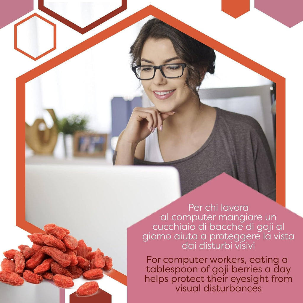 ERBOTECH Goji Berries 200 g, goji berries cu conținut ridicat de vitamine, fructe uscate fără zahăr și sulf, superalimente naturale și bogate în energie, Made in Italy Produse deshidratate Naty Shop