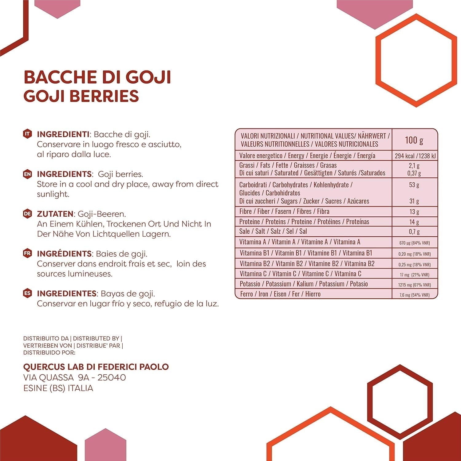 ERBOTECH Goji Berries 200 g, goji berries cu conținut ridicat de vitamine, fructe uscate fără zahăr și sulf, superalimente naturale și bogate în energie, Made in Italy Produse deshidratate Naty Shop