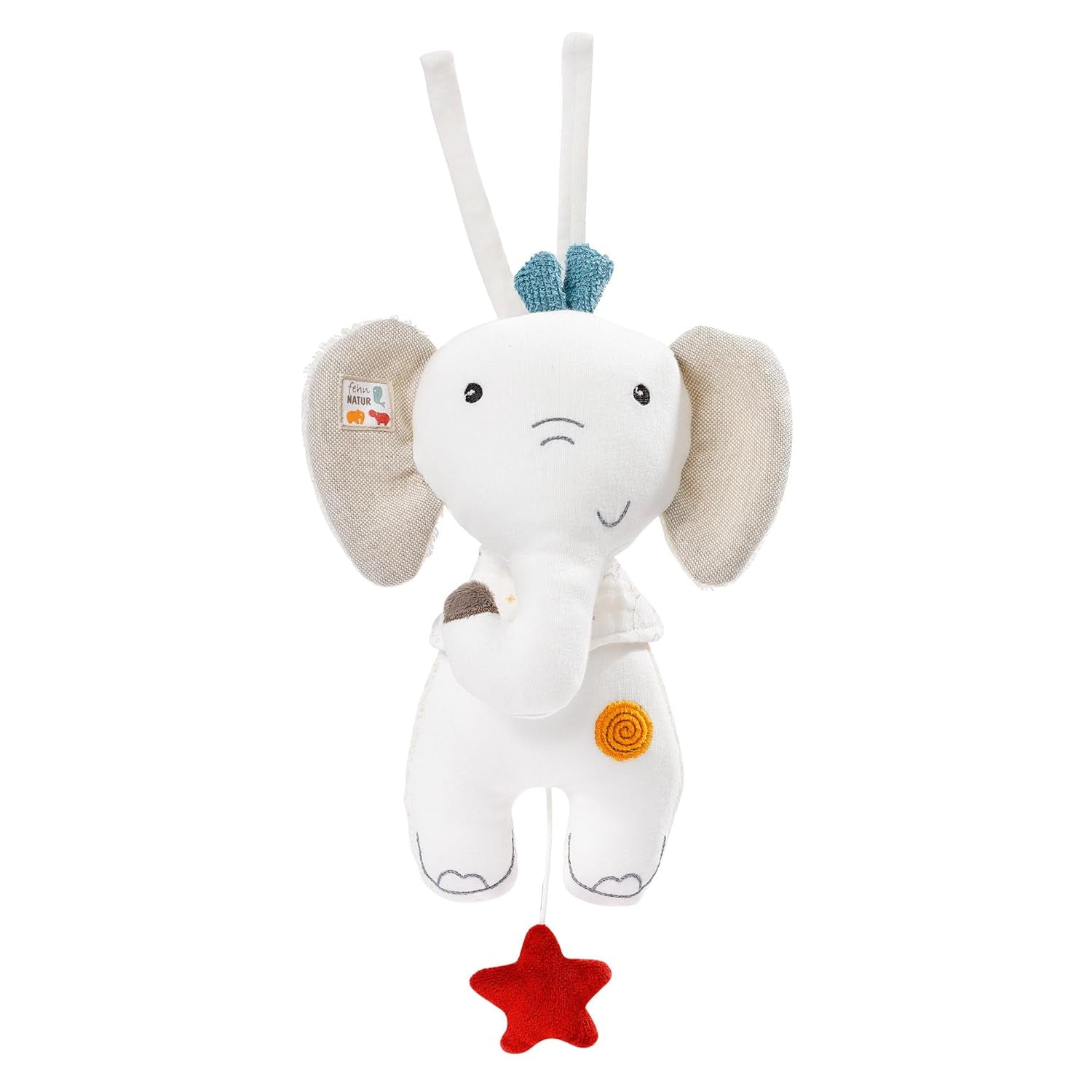 Fehn music box baby sleep aid cloud - jucărie de pluș cu melodie blândă de ajutor pentru somn "Schlaf Kindlein schlaf" - jucărie pentru copii pentru mers și acasă - jucărie muzicală pentru bebeluși și copii mici Jucarii Bebe Naty Shop Elefant natură