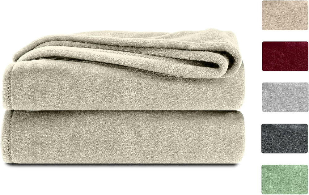 Komfortec Flauschdecke, Kuscheldecke, Fleecedecke, Öko-Tex zertifiziert, superweich, 150X200 cm, 260 G/M², beige Betten und Decken Besuche den Komfortec-Store Ecru 220 X 240 cm