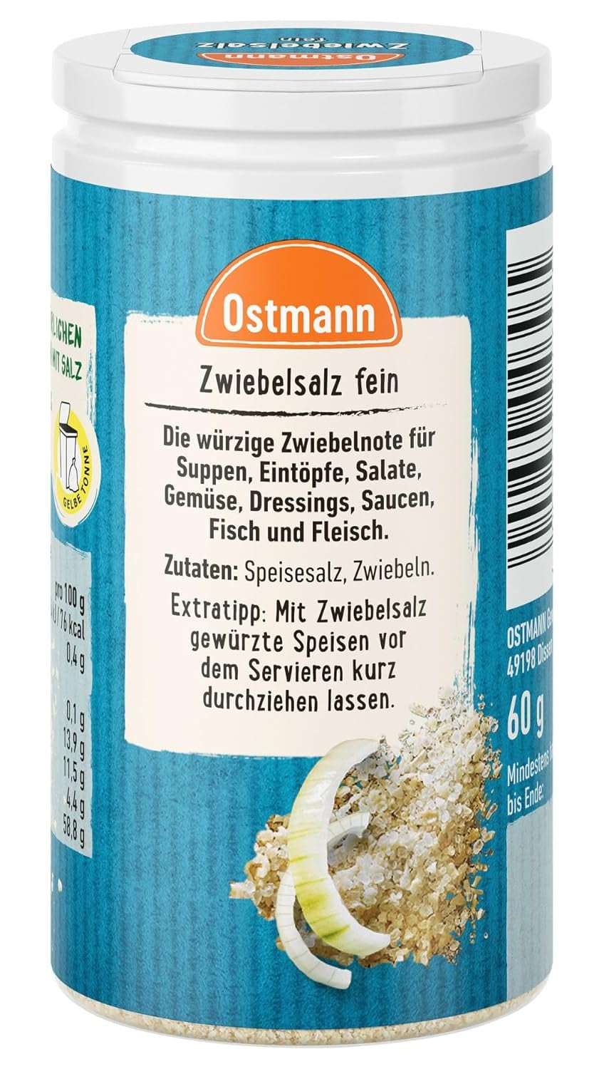 Ostmann Gewürze - Zwiebelsalz | Nachfüllbare & recycelbare Verpackung | 60 g in der Streudose