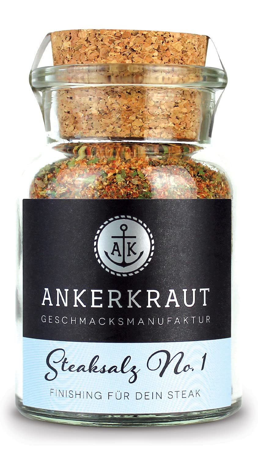 Ankerkraut Steaksalz Nr. 1, das perfekte Finisher- und Steakhouse-Salz, 80g im Korkenglas