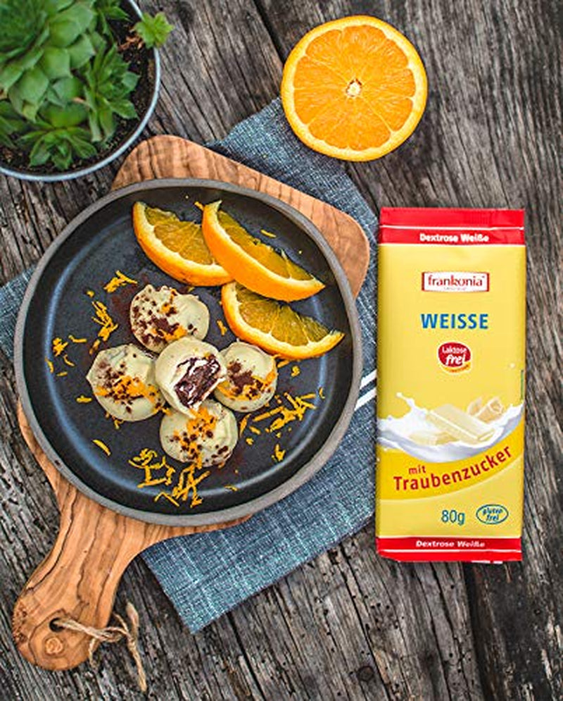 frankonia SCHOKOLADE Weiße Schokolade mit Dextrose, laktosefrei und glutenfrei, 80 g