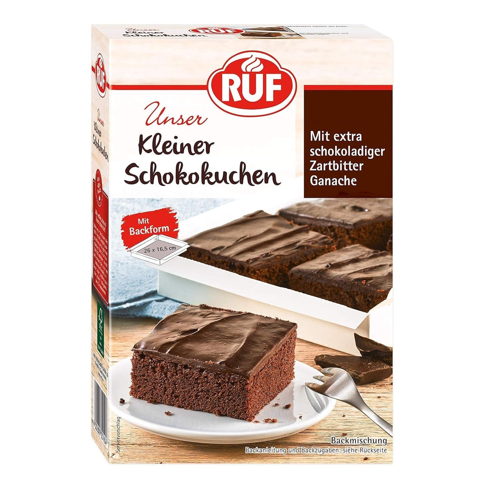 RUF Kleiner Himbeer-Schokokuchen, Mini-Kuchen Mit Feiner Puddingcreme, Himbeeren Und Weißen Schokoraspeln, Inkl. Backform, 1X252G Mischung zum Backen und Kochen Naty Shop 270 G (1Er Pack) Schokokuchen