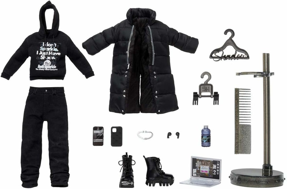 Rainbow High Shadow High - REXX McQueen - Schwarze Modepuppe mit modischem Outfit und mehr als 10 bunten Spielaccessoires - Ideal für Sammler und Kinder von 4-12 Jahren