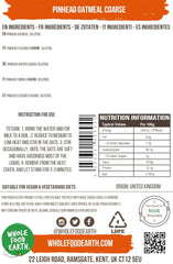 Wholefood Earth Pinhead Haferflocken grob stabilisiert 3 kg | GVO-frei | Reich an Ballaststoffen