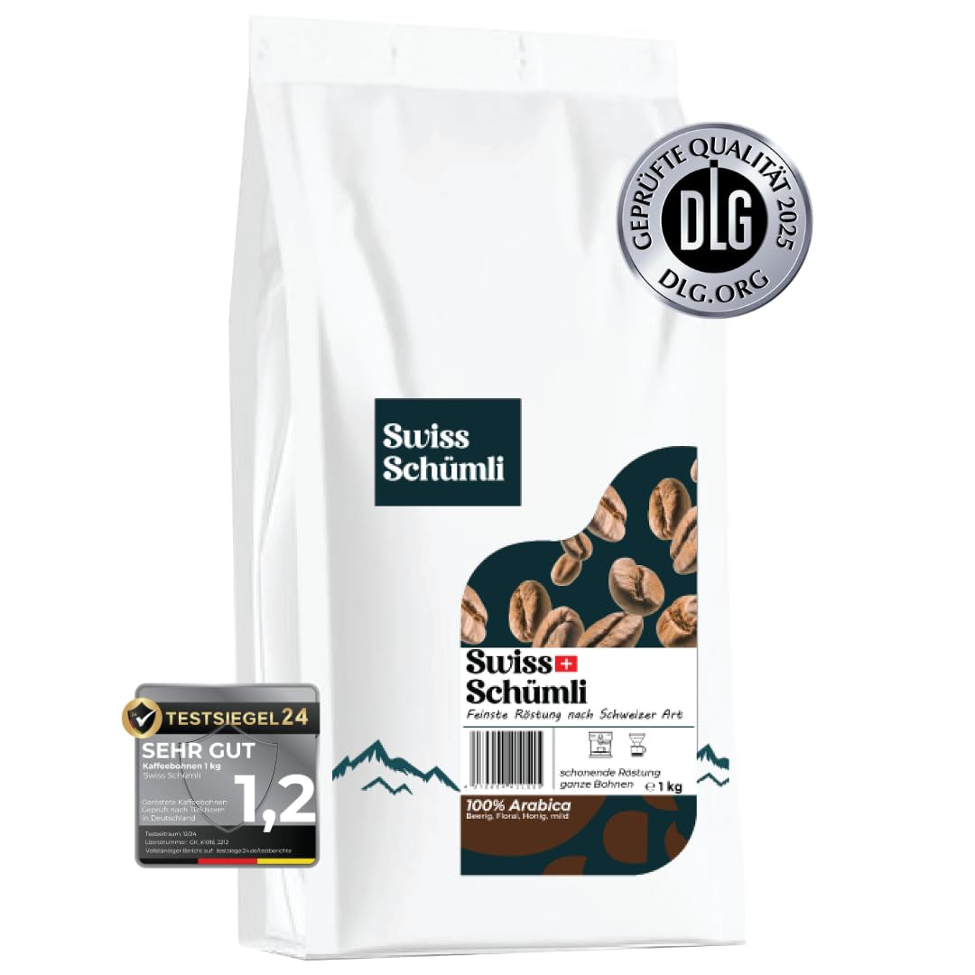 Din peste 175 de ani de experiență: Boabe de cafea Schwiizer Schüümli Swiss Schümli 1kg – Prăjire ușoară pentru o cafea Schümli fină, cremă perfectă, intensitate 2/5, aciditate 1/5 – pentru o adevărată savurare a cafelei