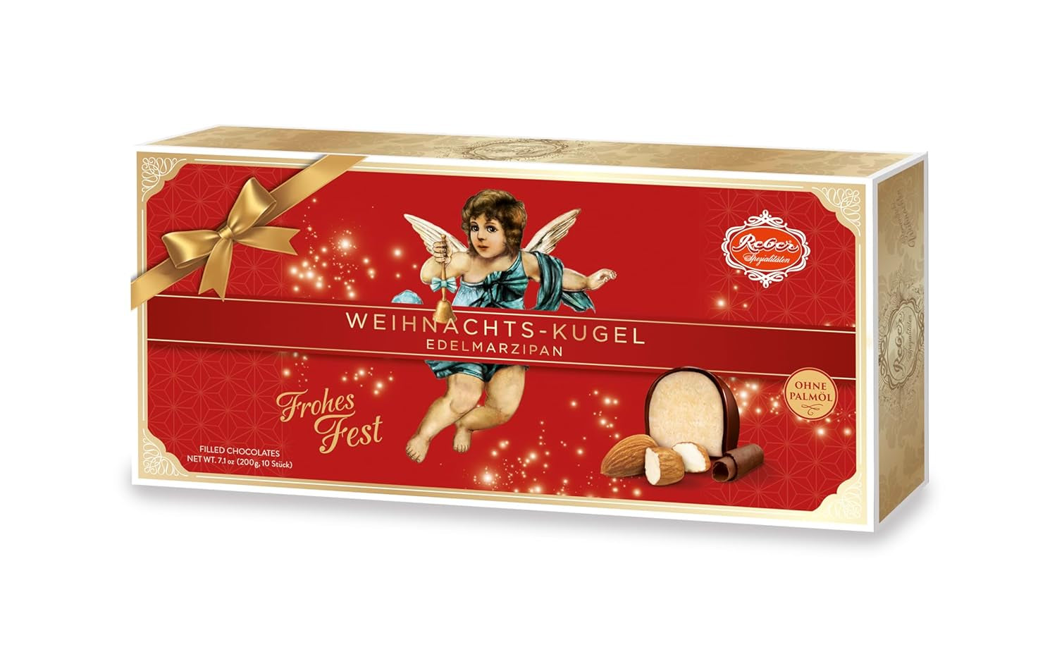 Reber Mozartkugeln mit Zartbitterschokolade, 6er Pack mit Marzipan und Nougat, vegan – 1 x 120 g